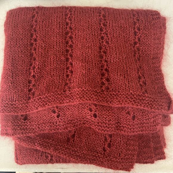 Unbranded Women's Handmade Knit Red Scarf Wool - Picture 8 of 8